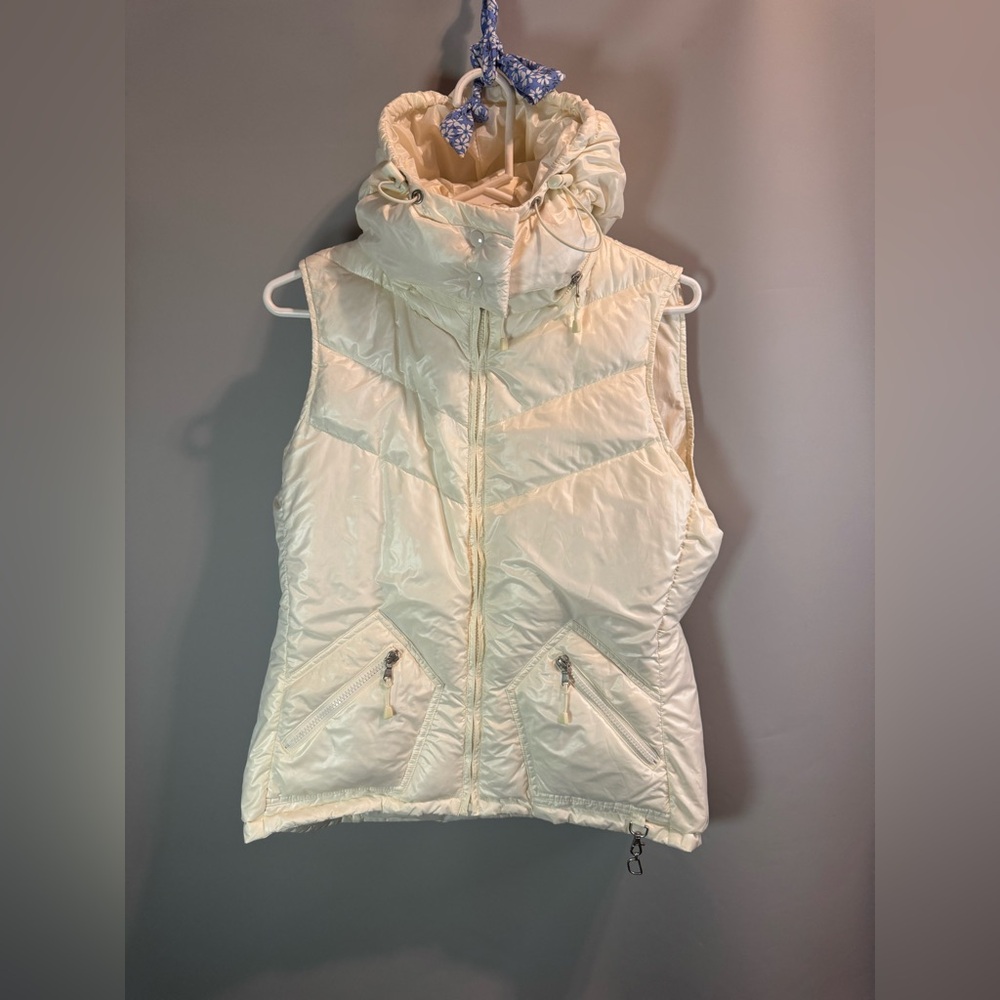 J.CREW Women’s down filled puffer vest Jacket Hoodie full zip pockets